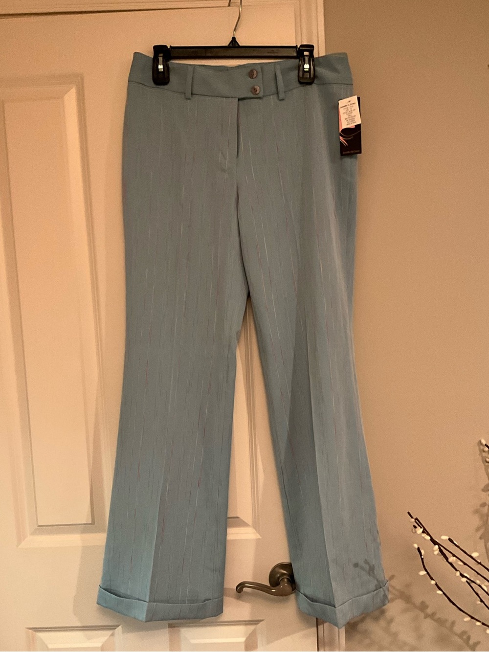 NWT Jennifer & Grace Light Blue Pleated Dress Pants - Classic Wide Leg Size 10
